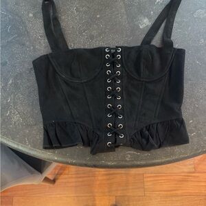 Lioness Black Lace-Up Crop Top